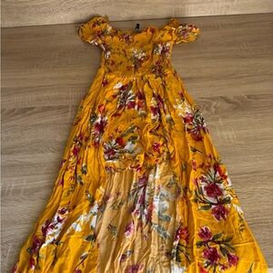 New Look Yellow Floral High Low Dress